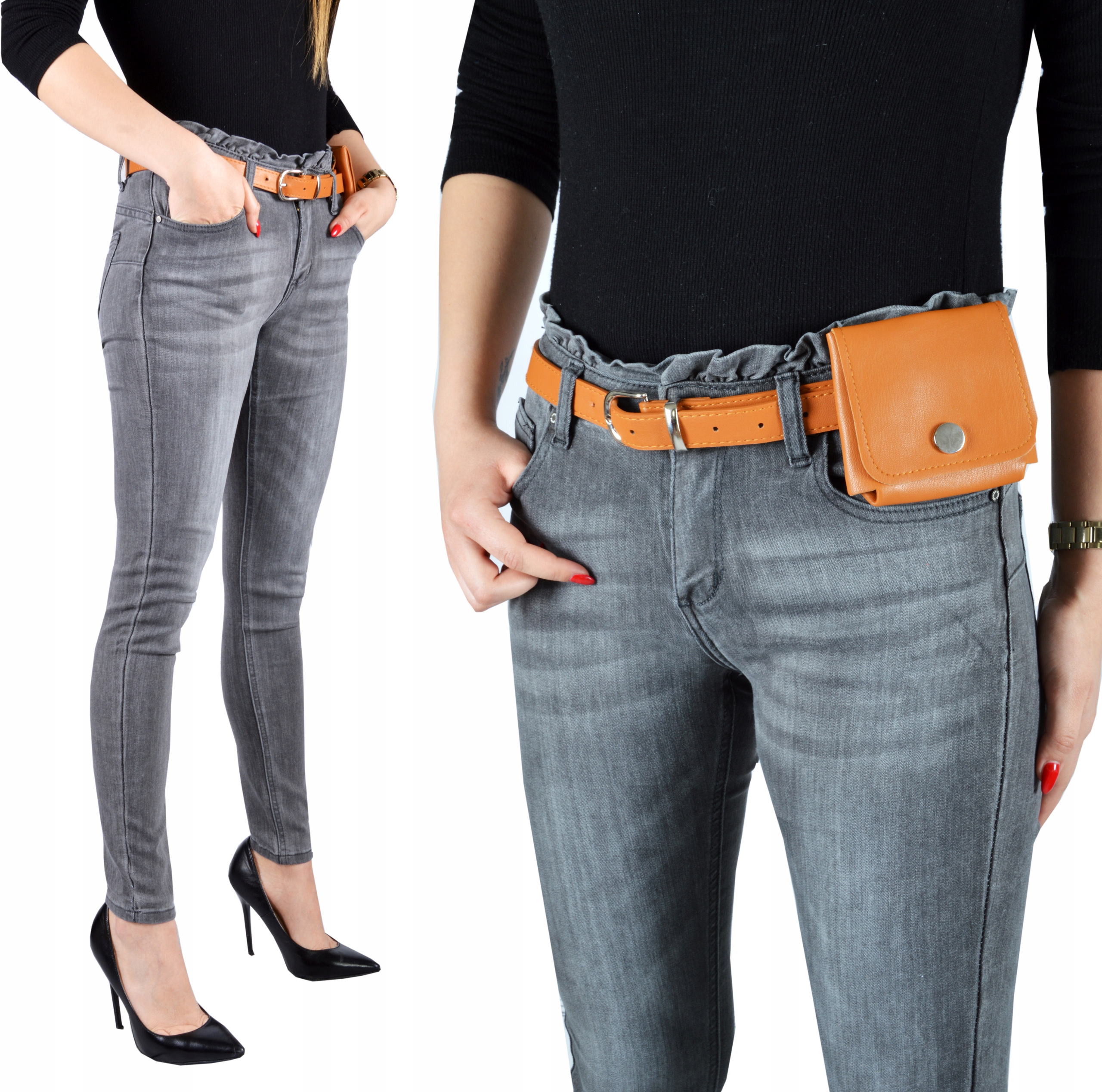 

Spodnie Jeansy Damskie Push-Up Modelujące Szare