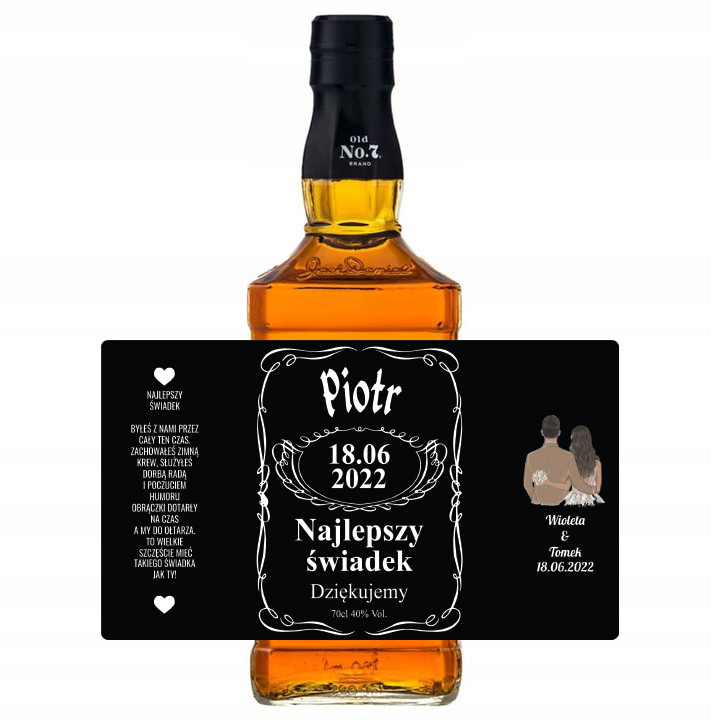 

Etykieta butelka whisky dla rodziców świadka 1l