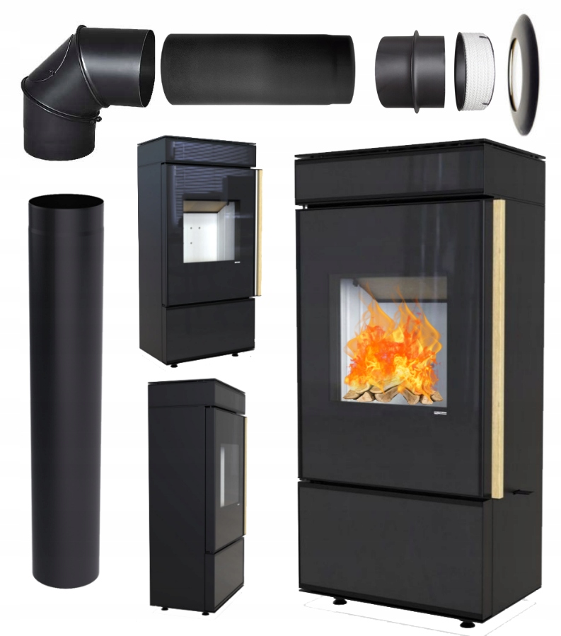 Piecyk Defro Cube Mini 6,6 Kw koza kominek zestaw do montażu rury fi 150