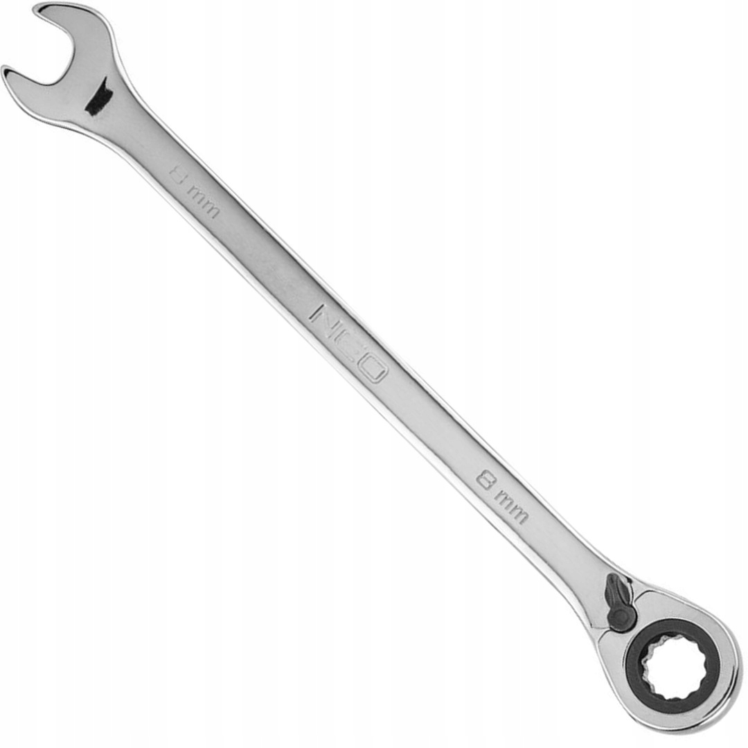 Neo Klucz 8mm płasko-oczkowy z grzechotką 72-zęby 139mm 09-320