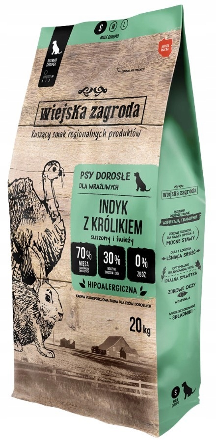 Wiejska Zagroda Indyk z królikiem rozmiar chrupek S 20kg