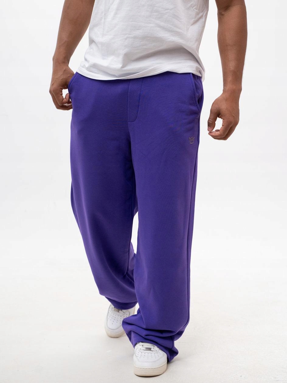 Široké Tepláky Baggy Pánské Fialové Jigga Bavlna Diagonal L