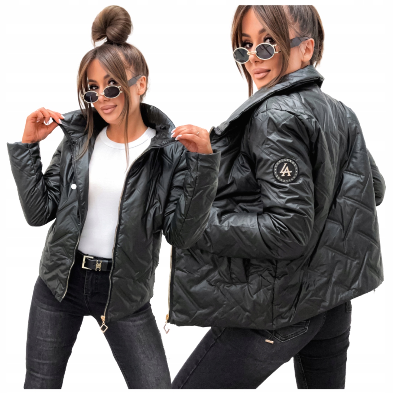 Kurtka wiosenna damska wiatrowka lekka przejsciowa CZARNA 8363 roz