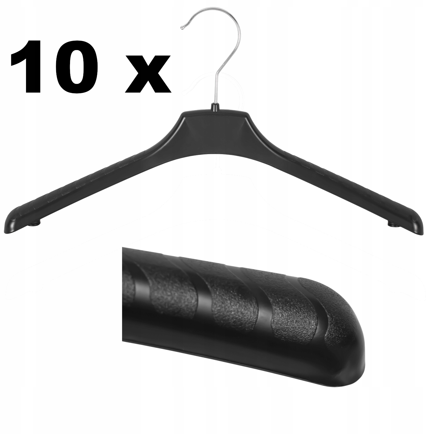

10 x wieszak na ubrania czarny uniwersalny 38 cm