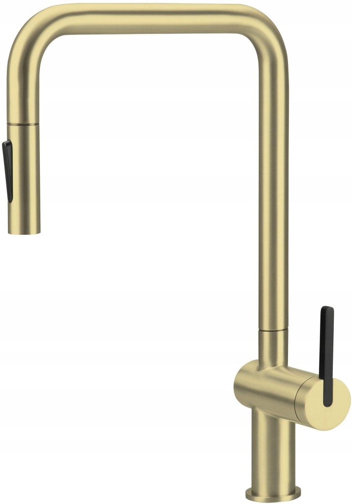 Kuchynská batéria Momi vo farbe brúseného zlata s výsuvným výtokom