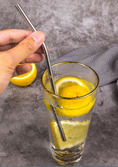 RURKI DO DRINKÓW NAPOJÓW SŁOMKI METALOWE 2 SZT + CZYŚCIK Materiał metal