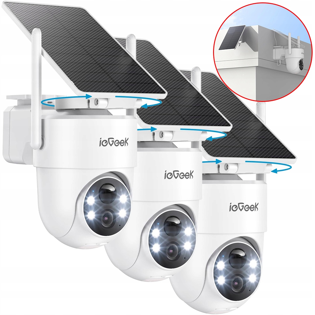 Venkovní Otočná Bezdrátová Solární Kamera Wifi 2K 3MPx 2.4GHz 3ks