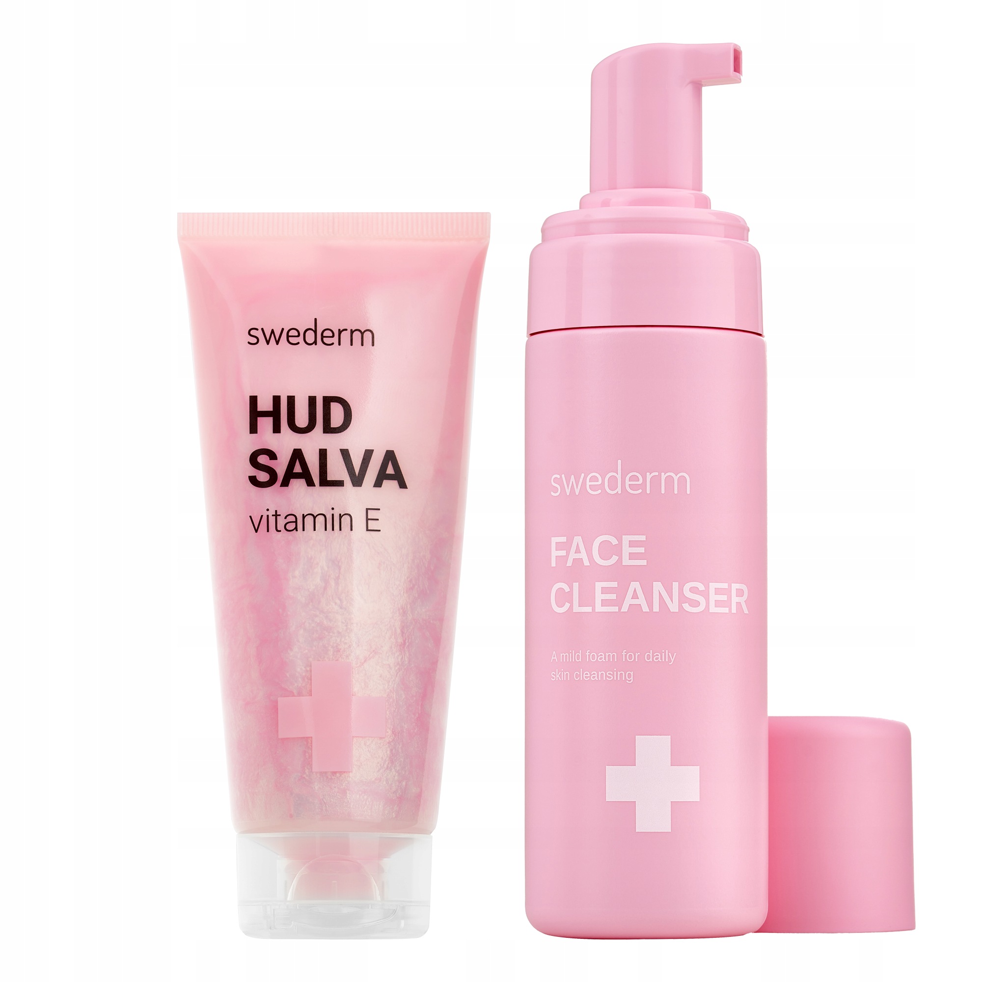 Zestaw Swederm krem Hudsalva Vitamin E pianka do demakijażu Face Cleanser