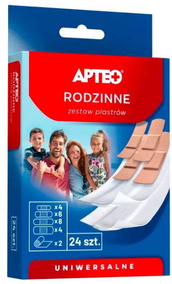 

Rodzinne zestaw plastrów uniwersalnych Apteo 24szt
