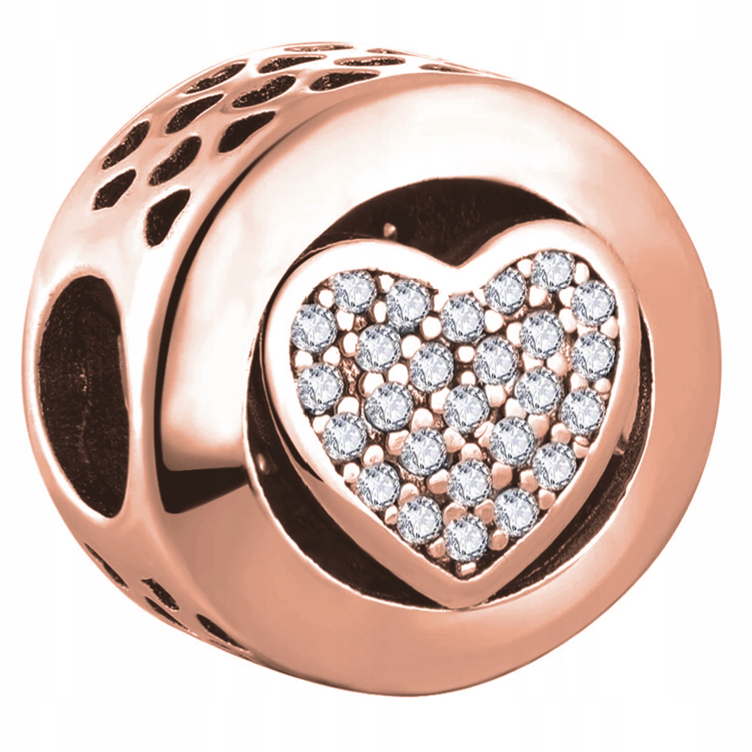 Přívěsek srdce s zirkony, růžové zlato, stříbro 925