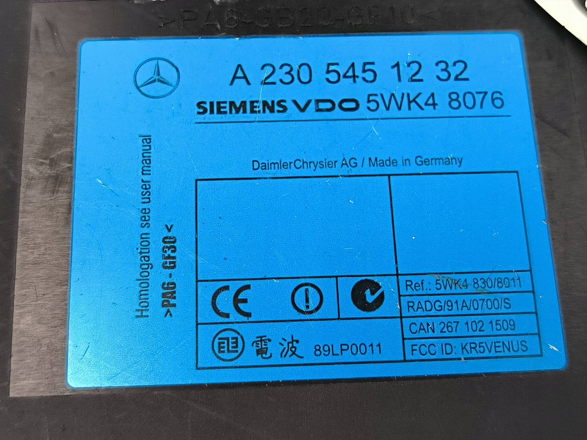 modulo KEYLESS A2305451232 MERCEDES S- KLASA W220 LIFT