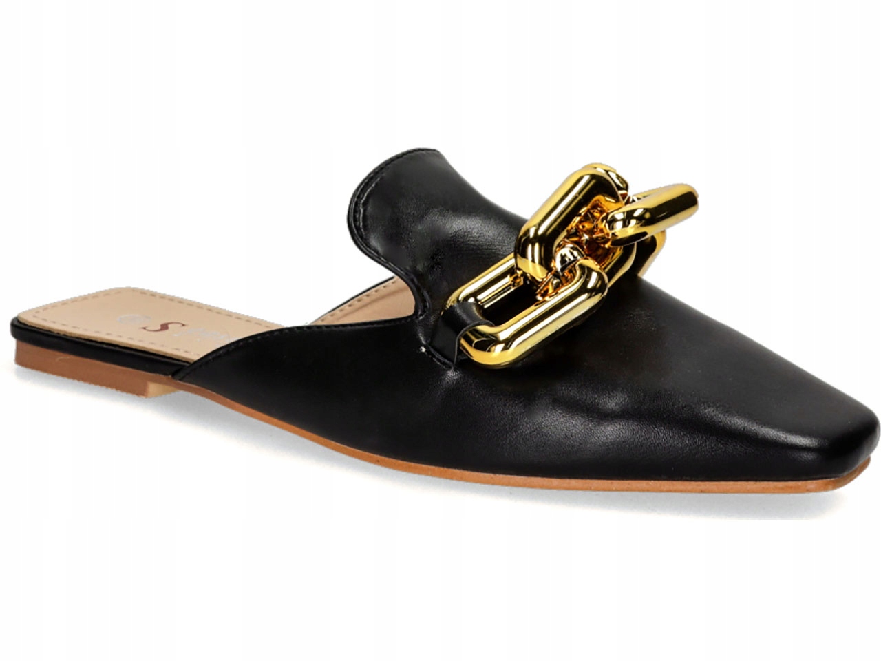 

Klapki Buty Płaskie Złoty Łańcuch Modne New r 37