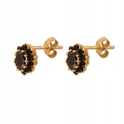 Dámské zlaté Náušnice 585 marquise s černými kameny 2,94g od klenotníka