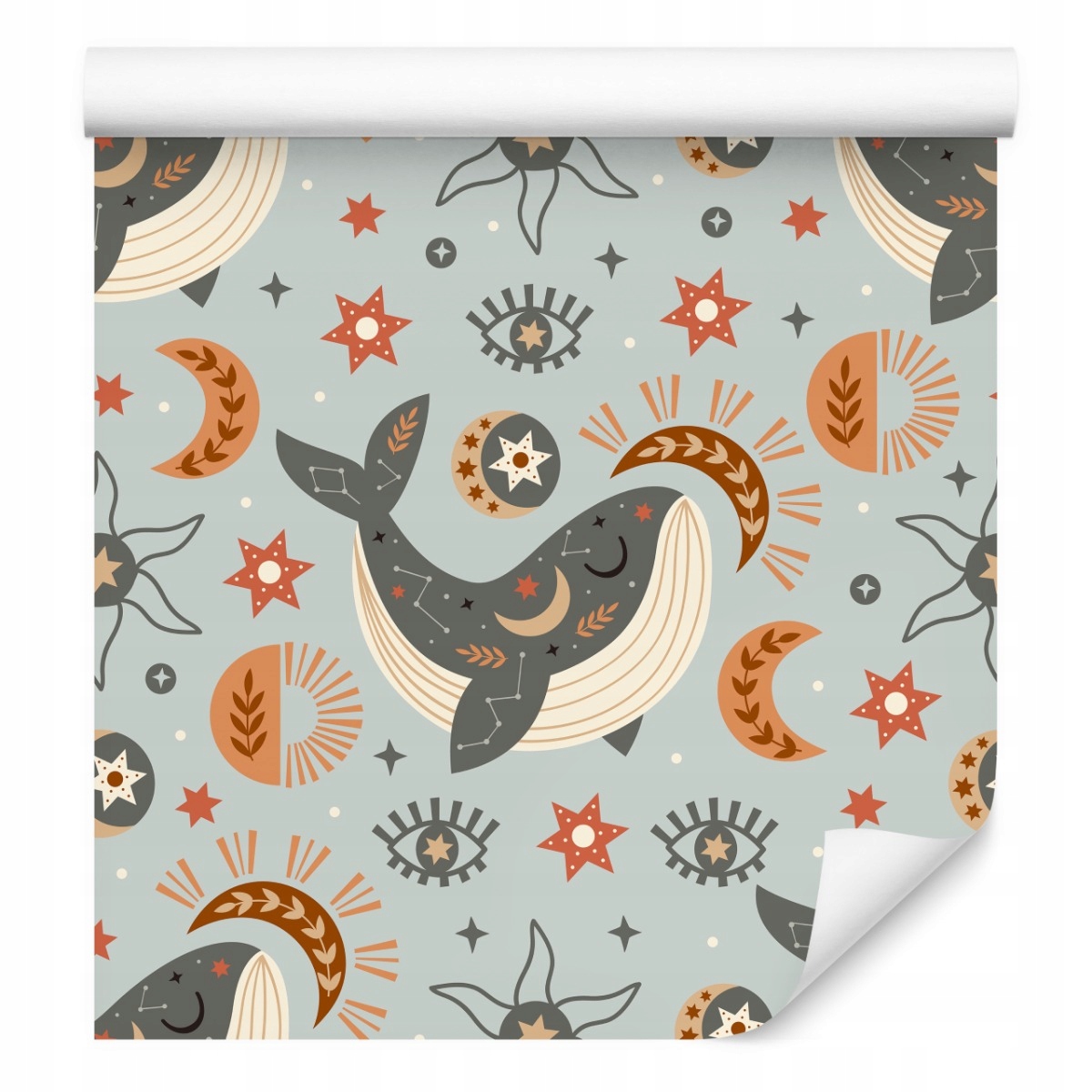 Tapeta pro děti Velryby Hvězdy Barevné vzory