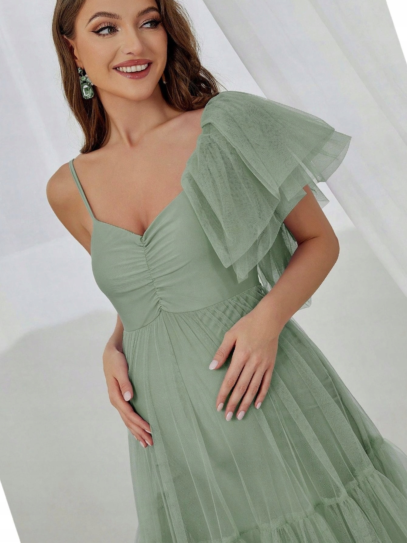 Šaty Tylová Rozevřená Zelená Faerská Těhotenská Koktejlová S 36