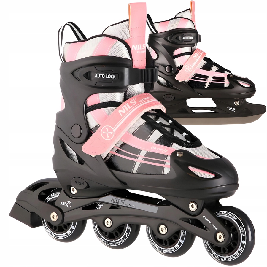 2v1 Brusle 2v1 Brusle 2v1 Nastavitelné rekreační brusle pro dítě Růžové 35-38