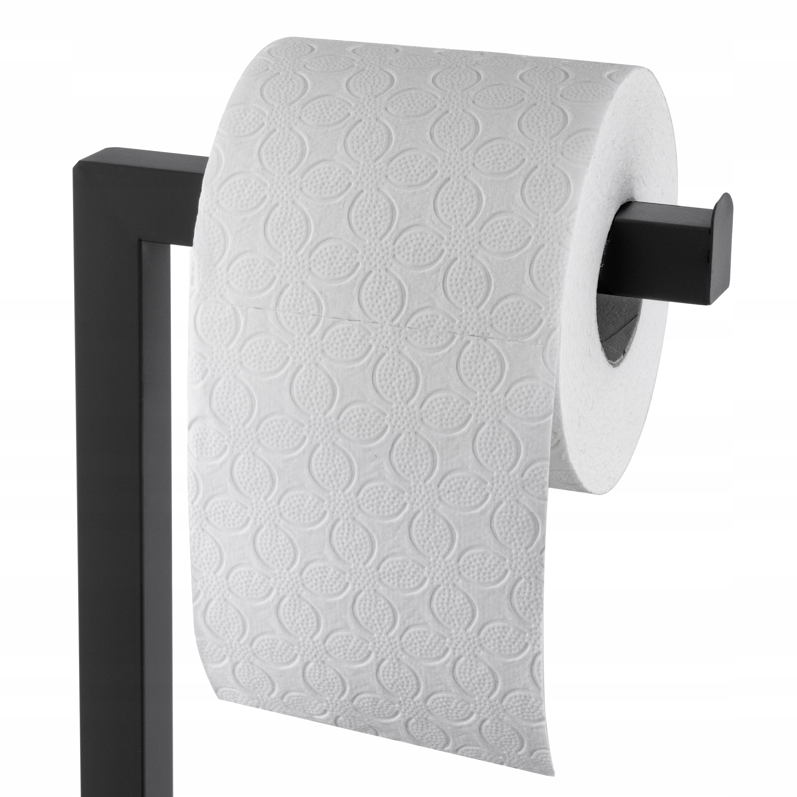 STOJAK WC SZCZOTKA TOALETOWA Z UCHWYTEM CZARNY MAT Wysokość produktu 63 cm