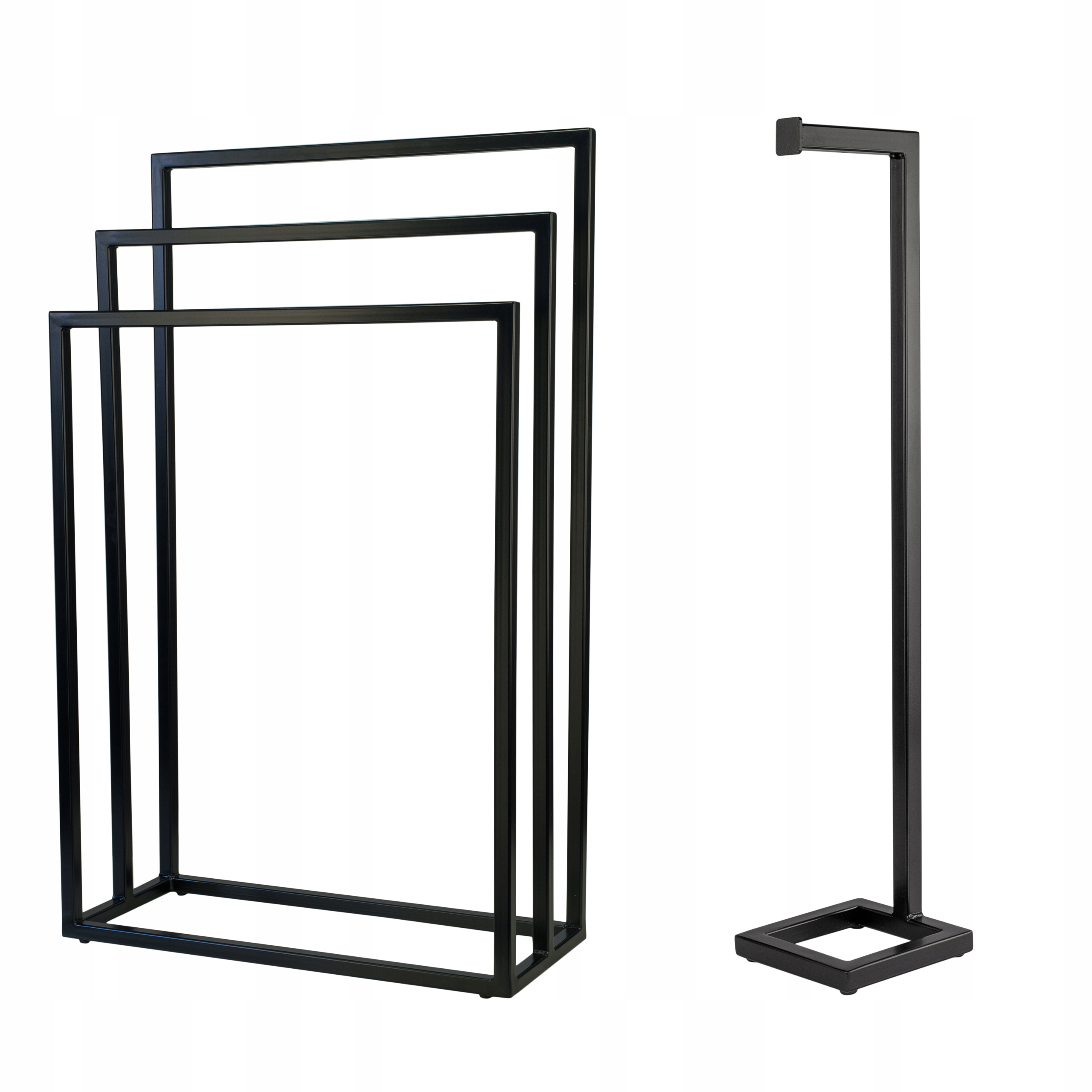 WIESZAK NA RĘCZNIKI TRZYRAMIENNY +STOJAK NA PAPIER CZARNY MAT