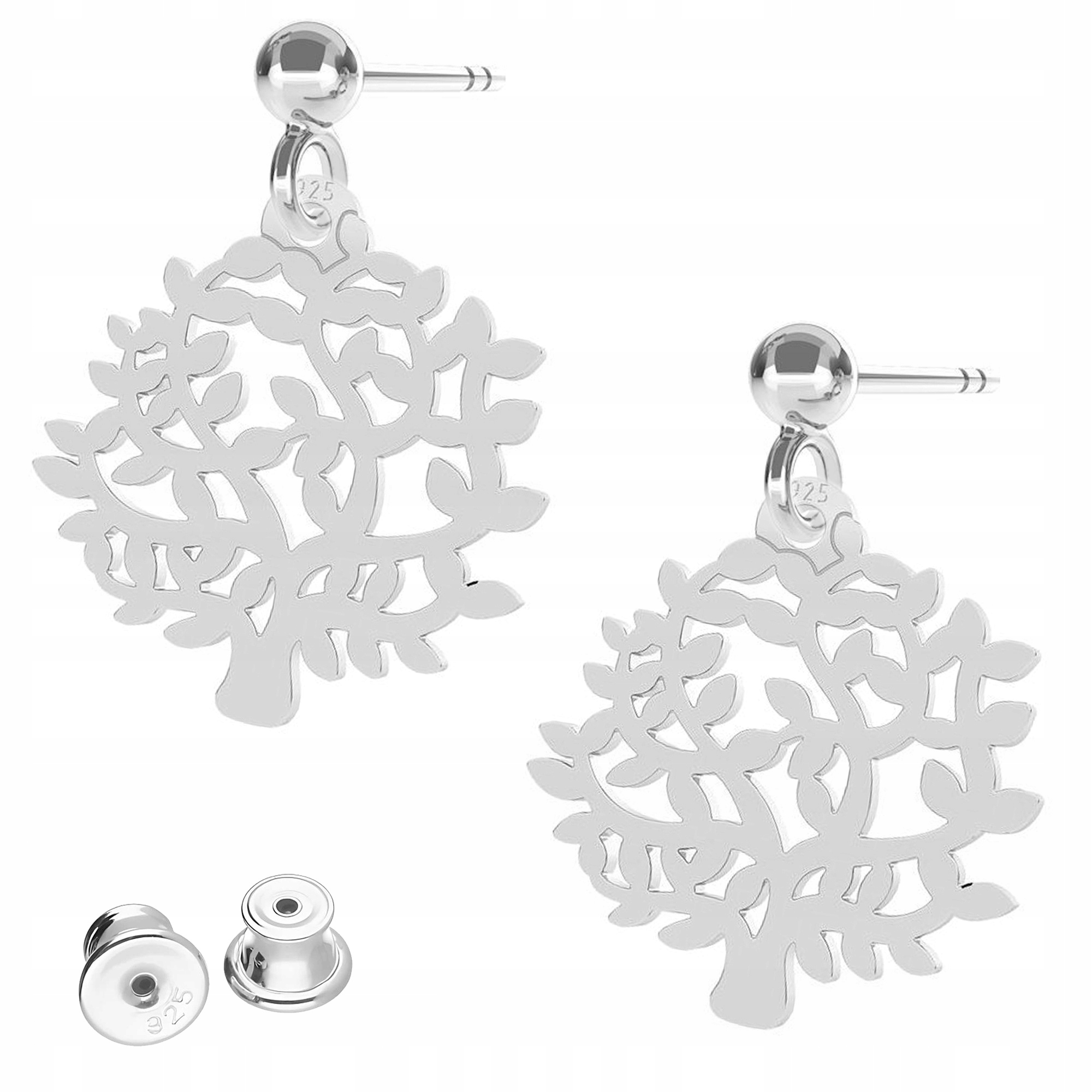 Stříbrné Náušnice Šroubky Stromy na tyči Tree Stříbro 925