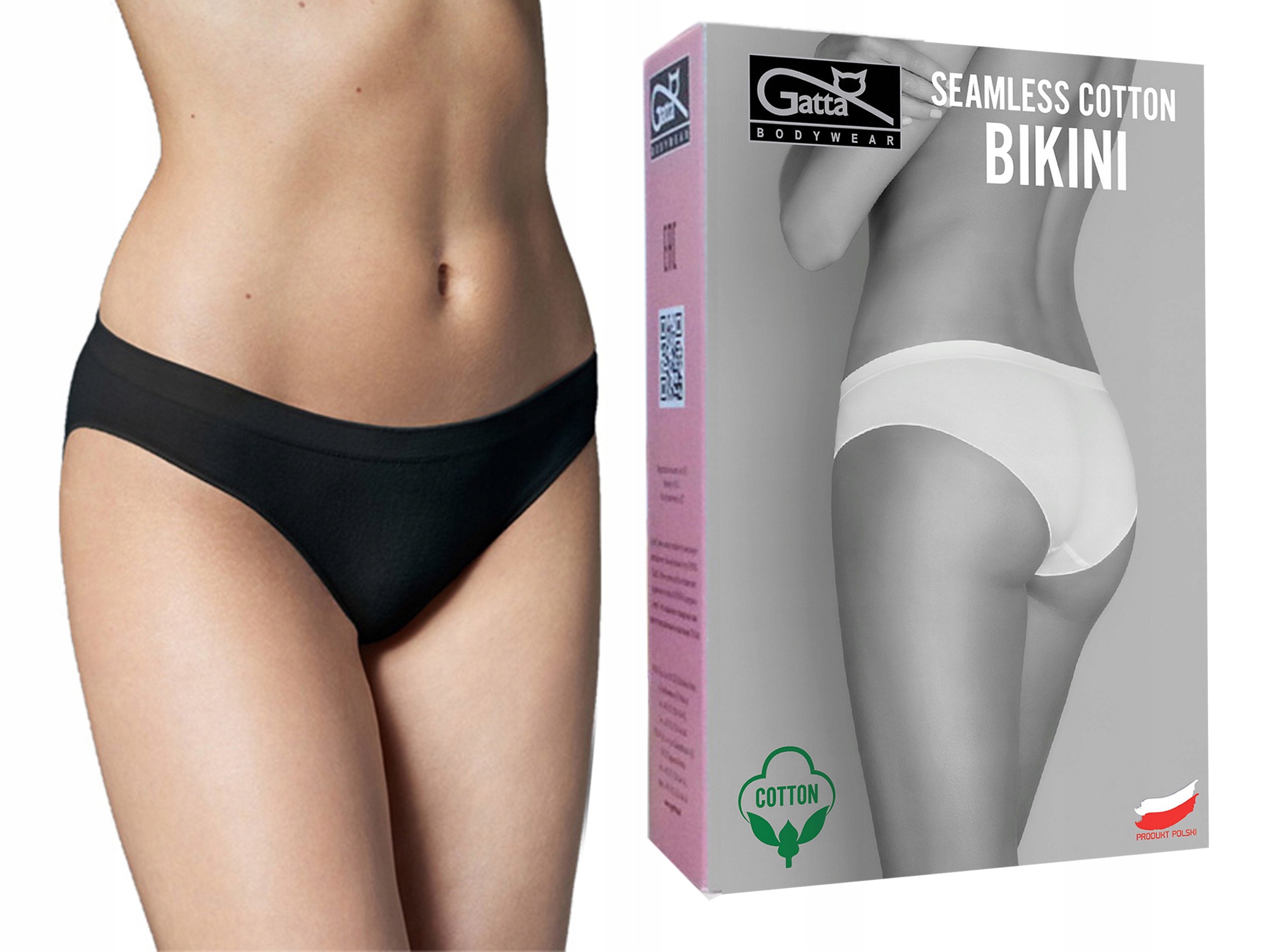 

Majtki Gatta Seamless Cotton Bikini, czarne, S