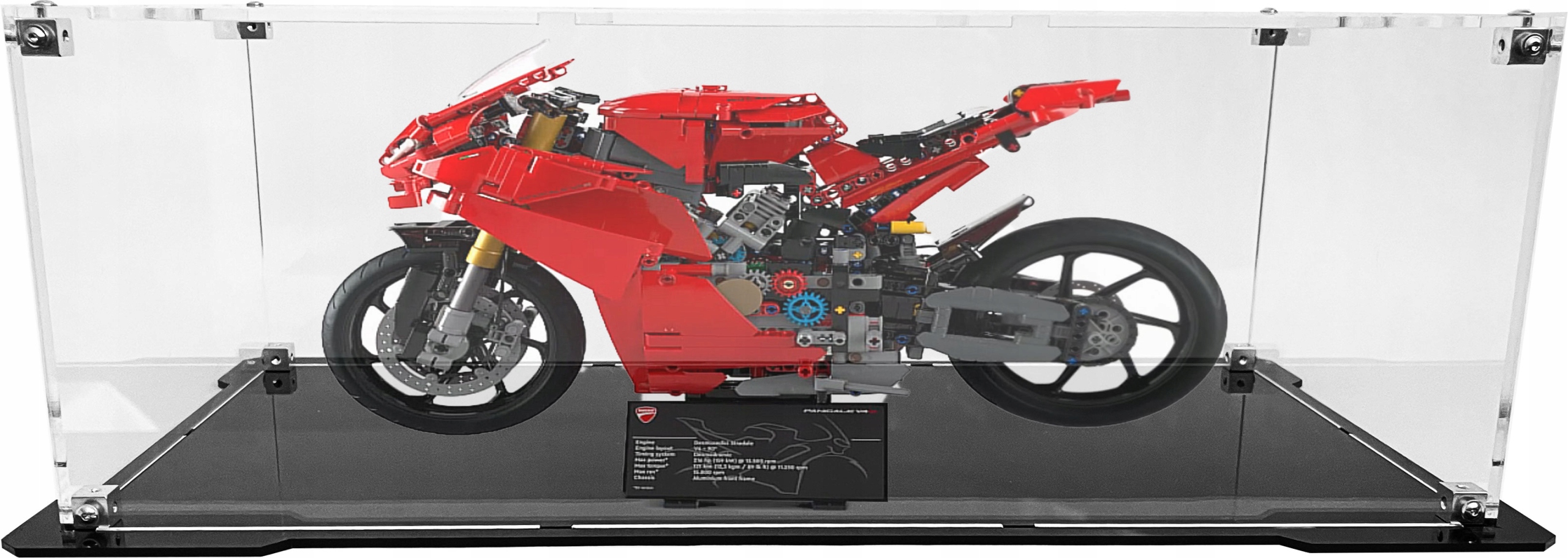 Vitrína s černou základnou pro sadu Lego 42202 Motocykl Ducati