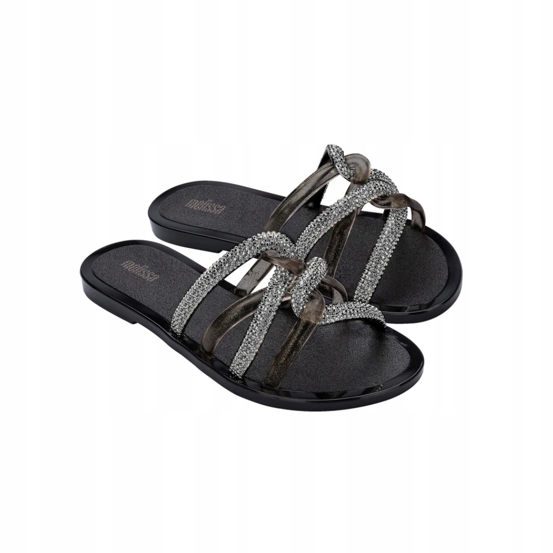Melissa Shiny Ad Black Glitter Nazouváky Černé Brokátové 40