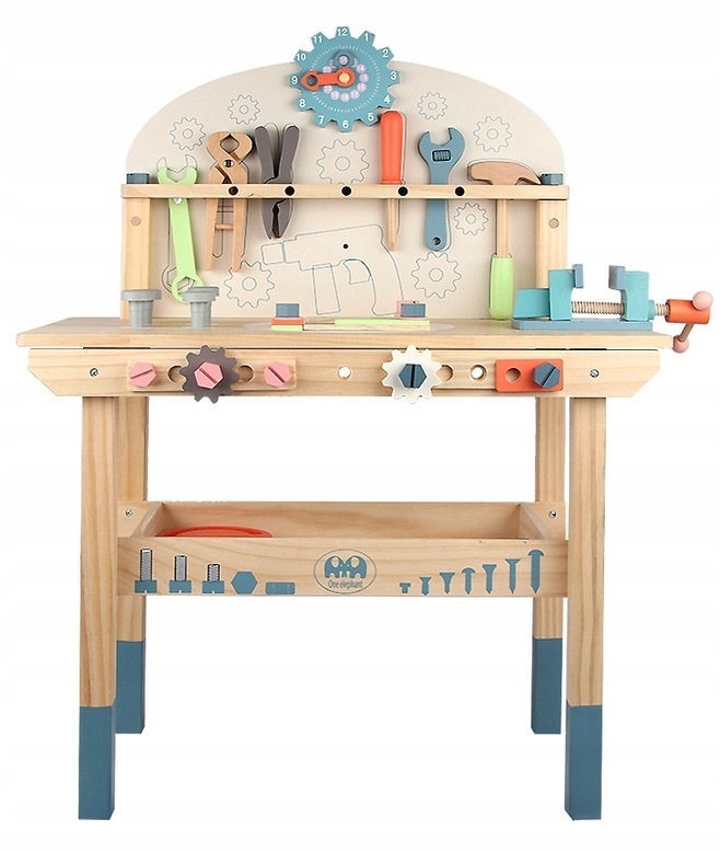 WARSZTAT DREWNIANY DLA DZIECI STÓŁ WARSZTATOWY STOLIK ŚRUBOKRĘTY ŚRUBY Kod producenta RE-277