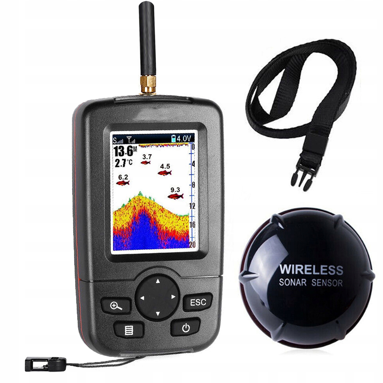 Echosonda Wędkarska Bezprzewodowa Sonar Do Łódki Zanętowej Do Morze 100M