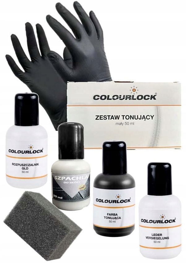 Colourlock Zestaw Czarna Farba do Skóry Tapicerki Kierownicy Płynna Skóra