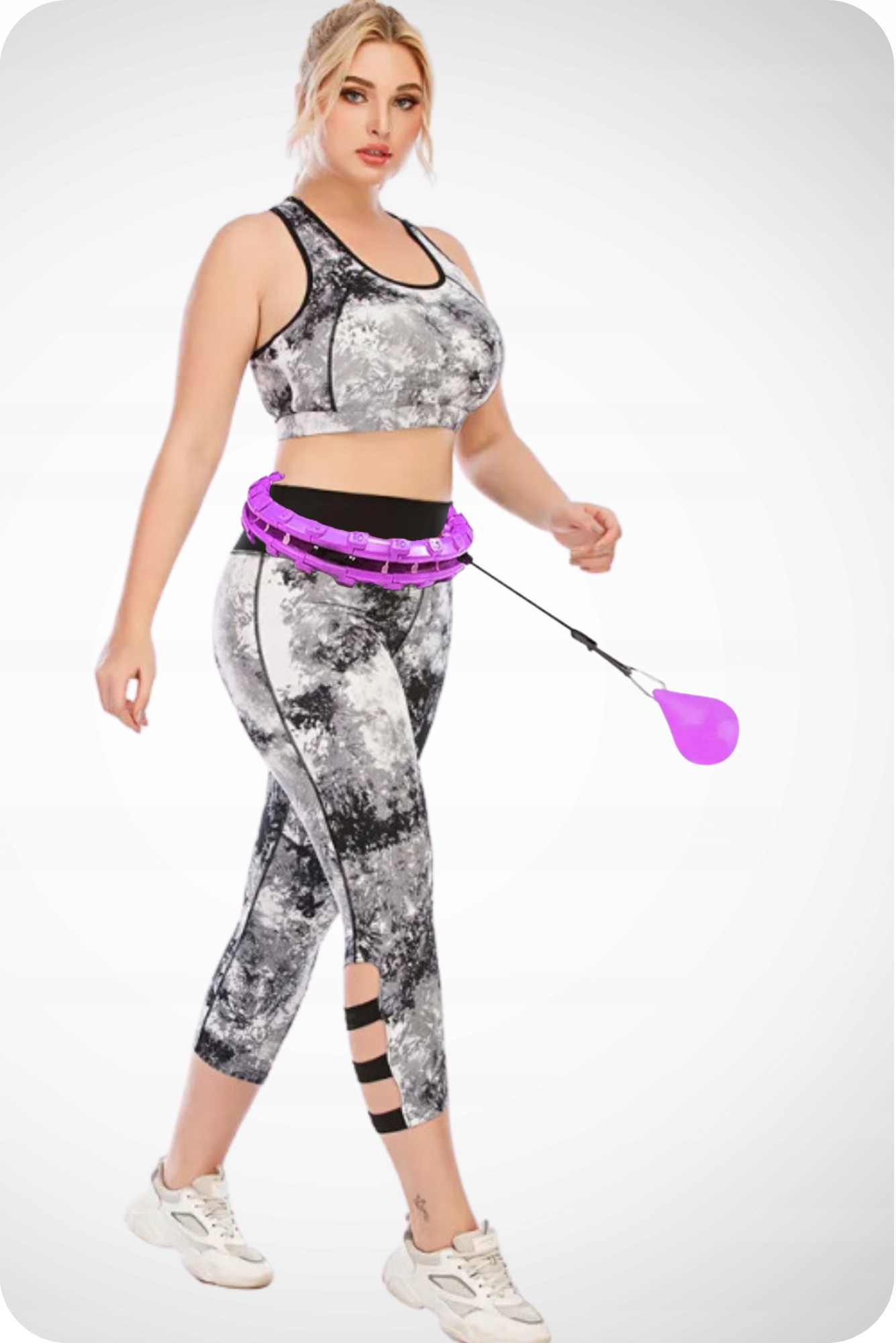 HULAHOP Z OBCIĄŻENIEM WYPUSTKAMI ODCHUDZAJĄCE SKŁADANE SMART HULA HOP Średnica 50 cm