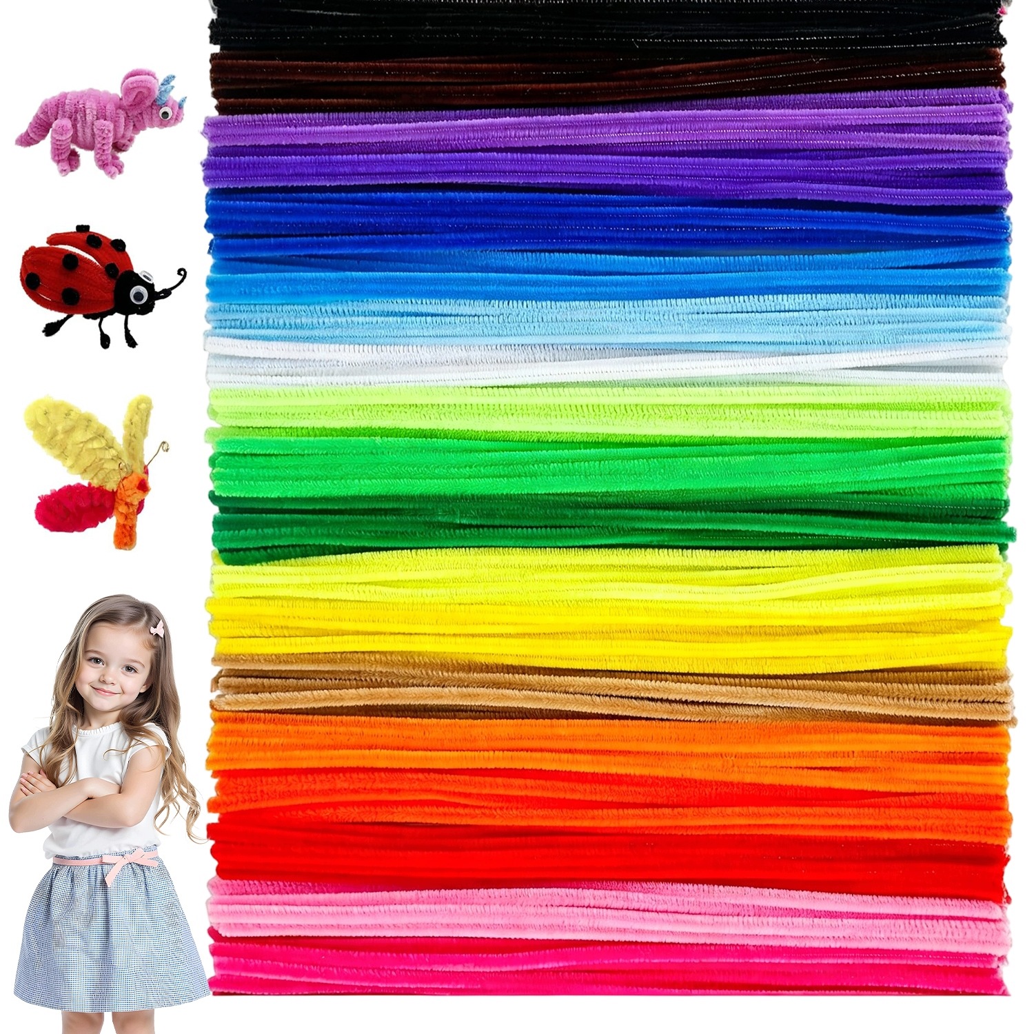 Kreativní Drátky Floristické Pro Děti 1200 Ks 24 Barev Diy Dárek