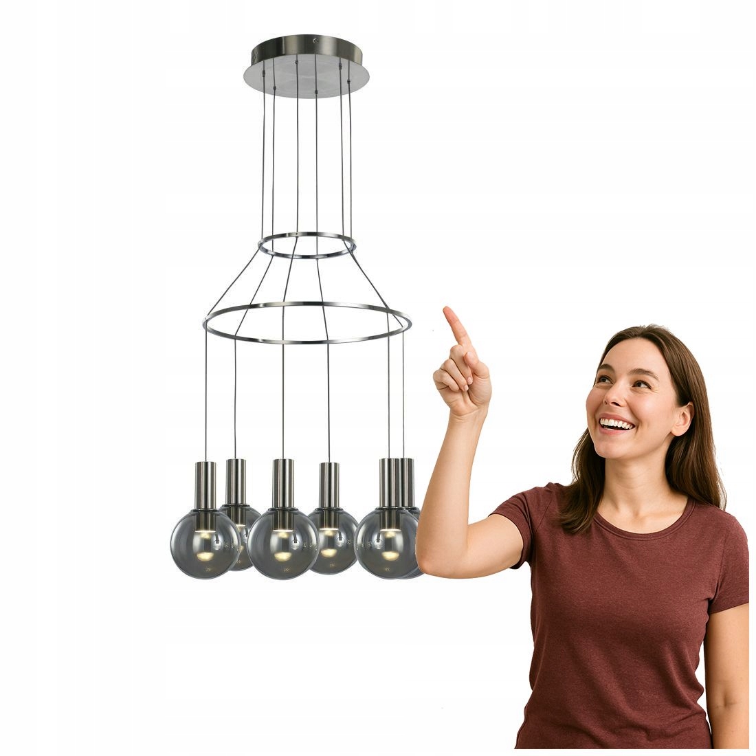 Moderní závěsná lampa Aria Led Chrom 6x40W Italux