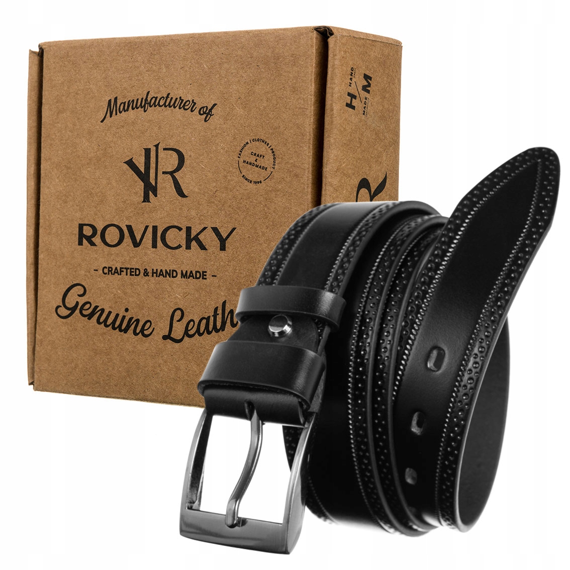 

Pasek męski skórzany Rovicky PRS-07-BGE 88-103