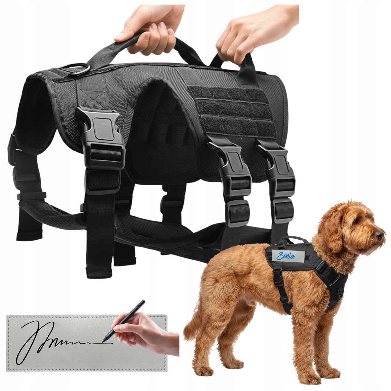 Levně Procházkové postroje pro psa s nastavitelnými držadly, pohodlné, M, prémiový postroj