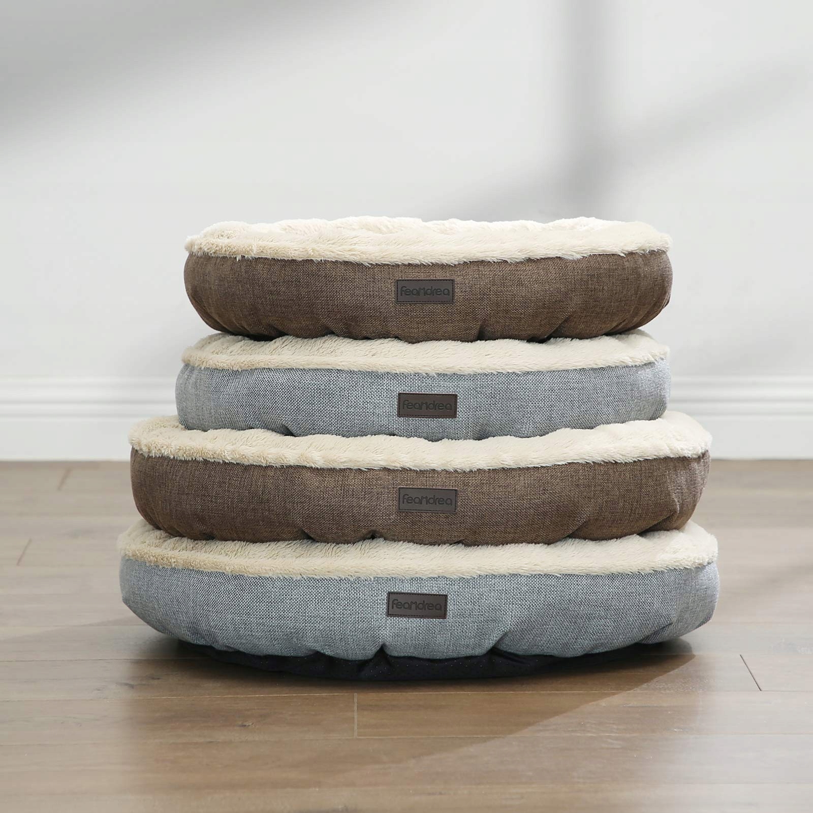 FEANDREA Legowisko Dla Psa Kota Okrągłe Donut 55 cm Brązowe — miniatura 9