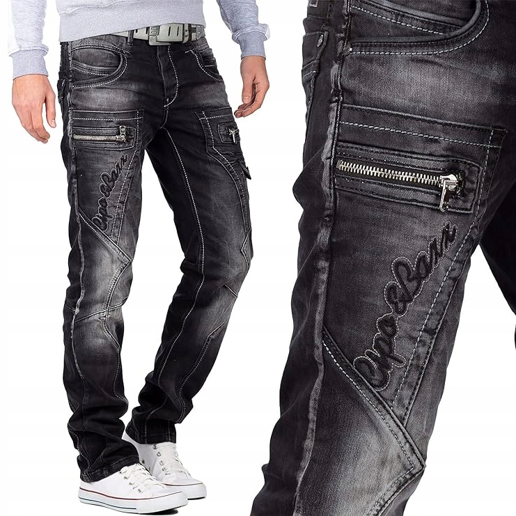 Džínové kalhoty Cipo Baxx Džíny Přetíratelné Zipy Prošívání s elastanem