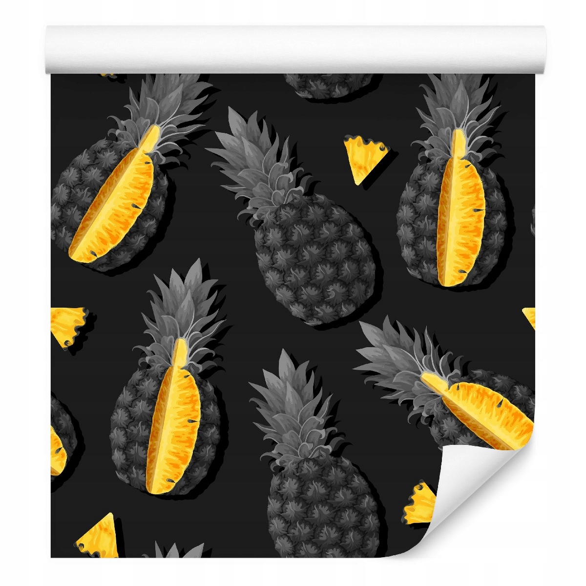Tapeta do kuchyně Šedo-žluté Ananasy Ovoce Dekor