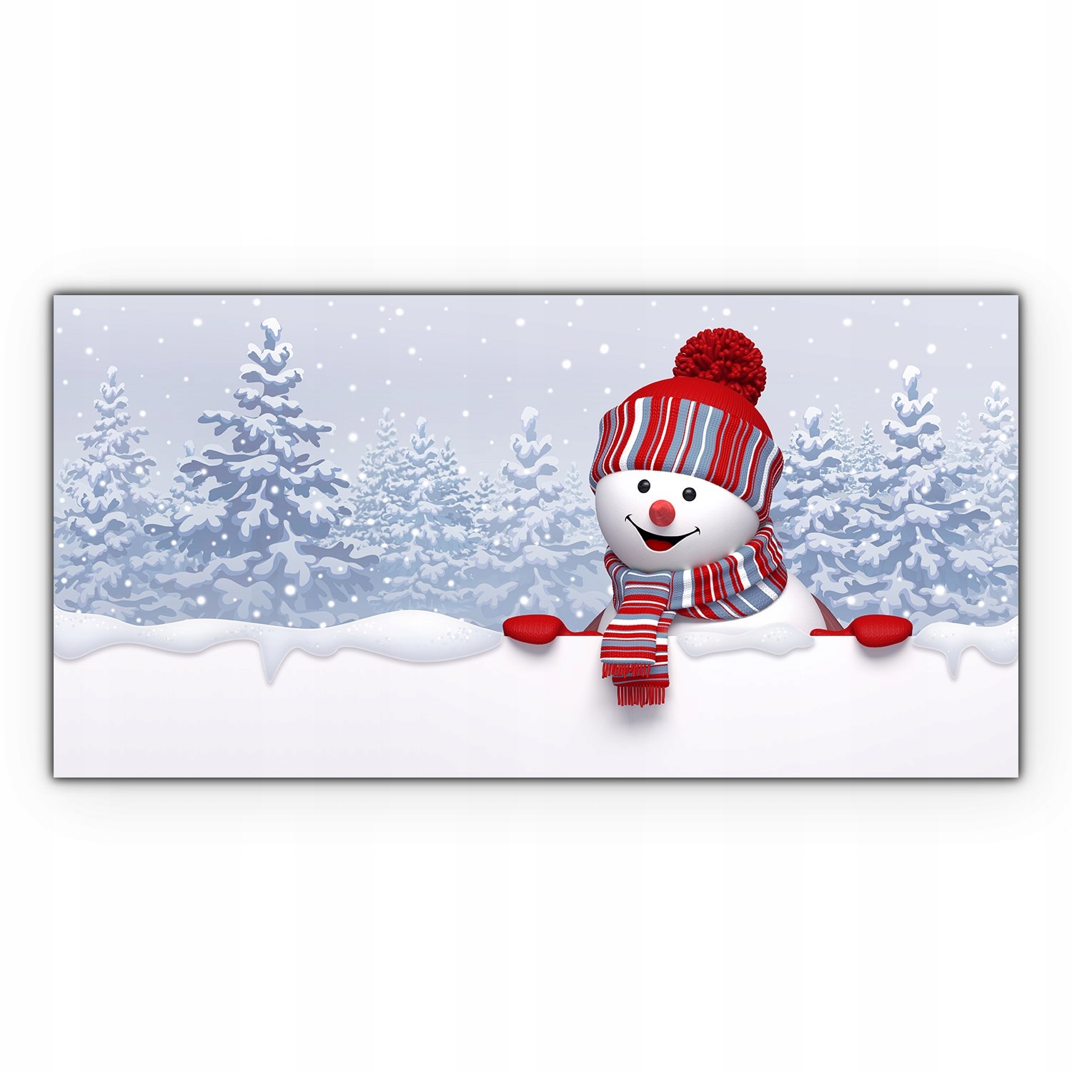 

Obraz ścienny ze szkła Bałwan zimowy las 140x70