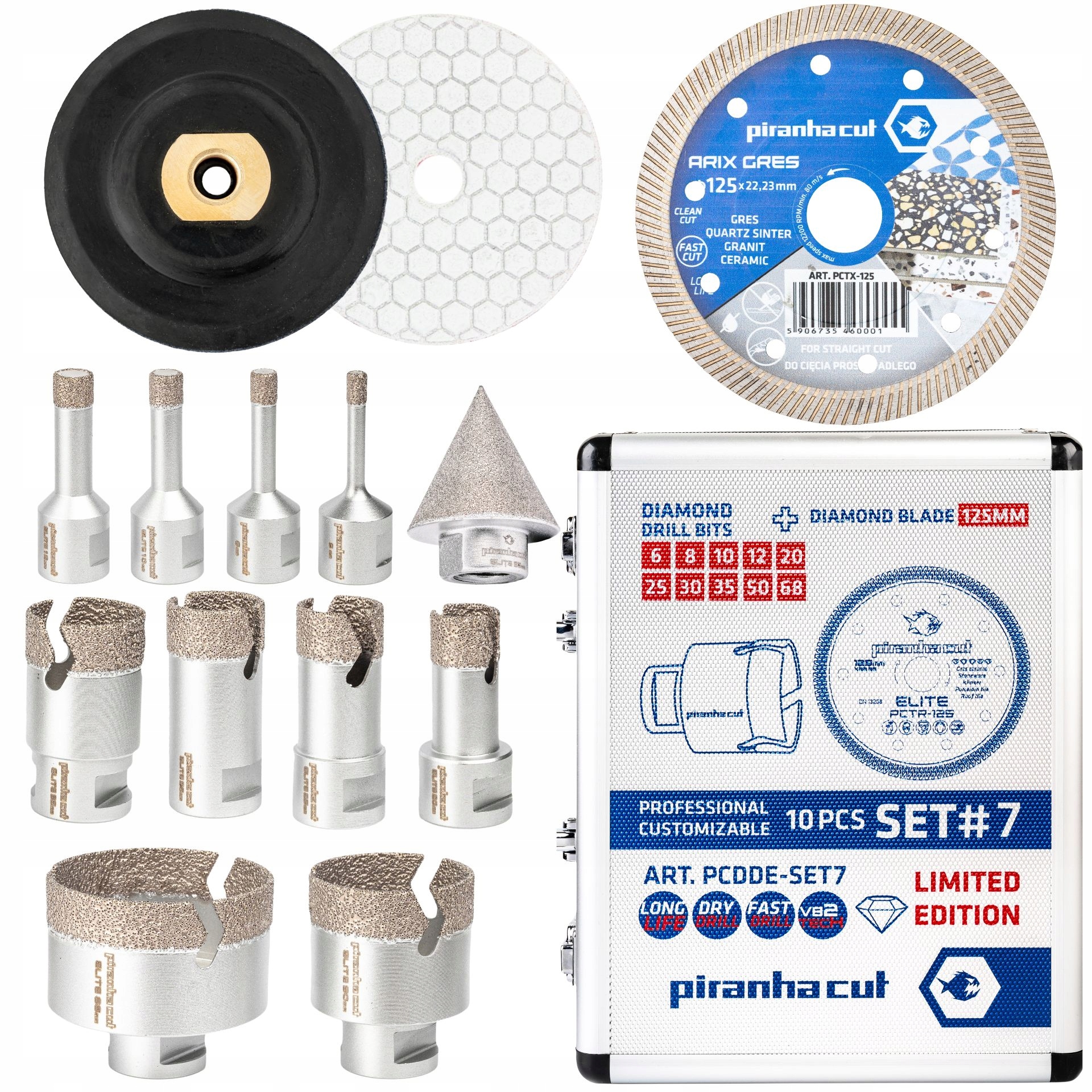 Sada děrovaček na dlažbu s kotoučem 125 mm Piranhacut