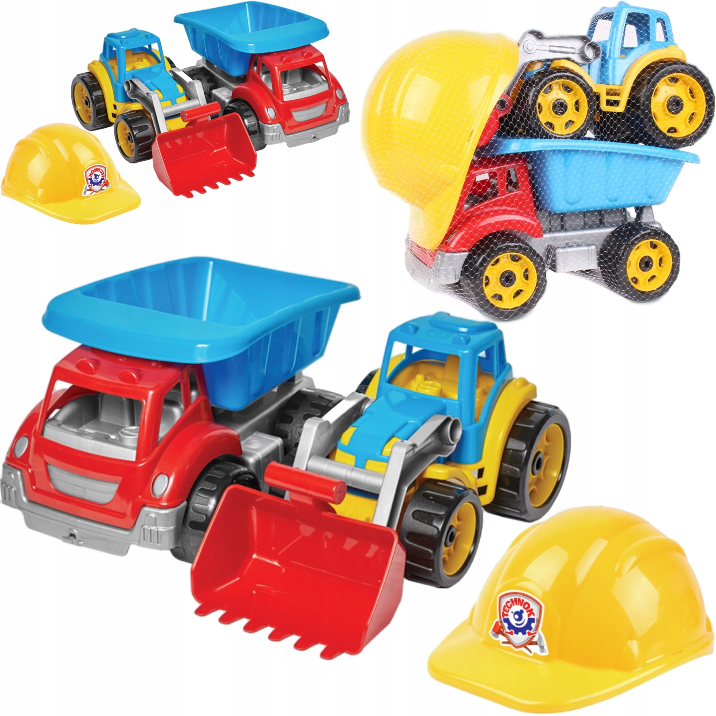 

Wywrotka Auto+spychacz +kask Do Piasku Dla Dzieci