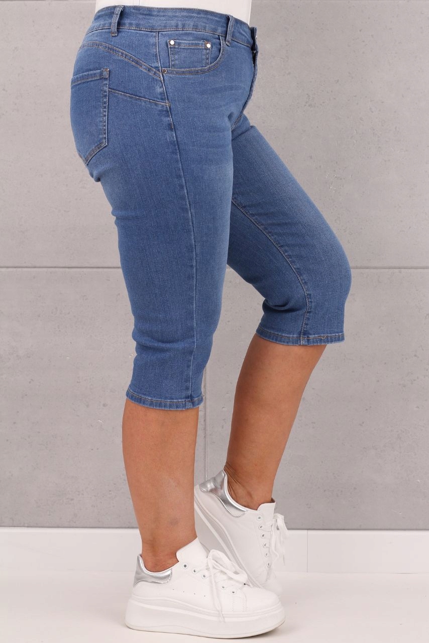 SPODENKI JEANSOWE RYBACZKI DO KOLAN DUŻE ROZMIARY BAWEŁNIANE ELASTYCZNE Rozmiar 46