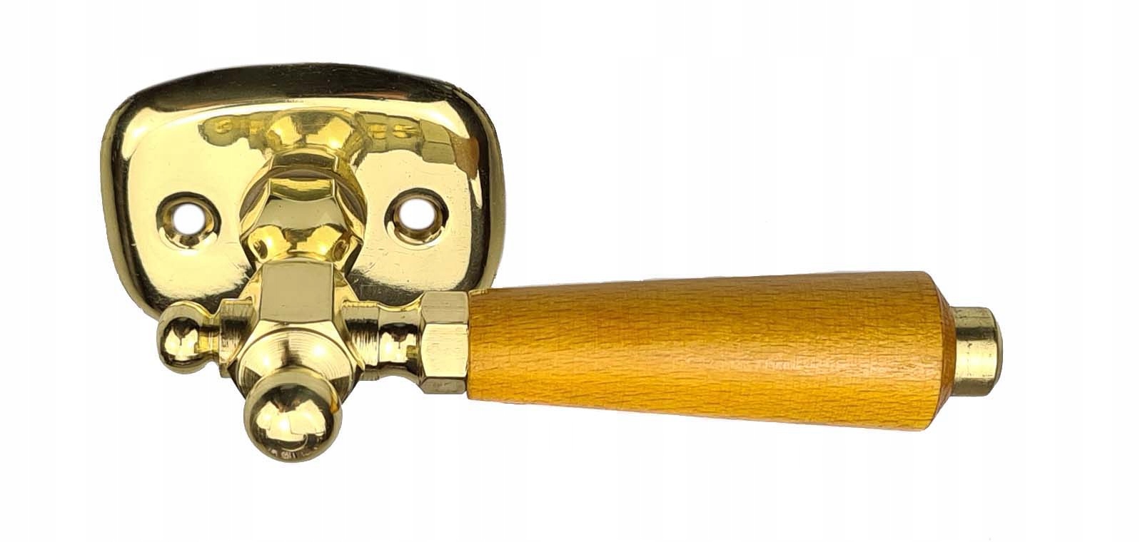 

Klamka Drzwiowa Mosiądz Drewno Krótki Szyld Lewis