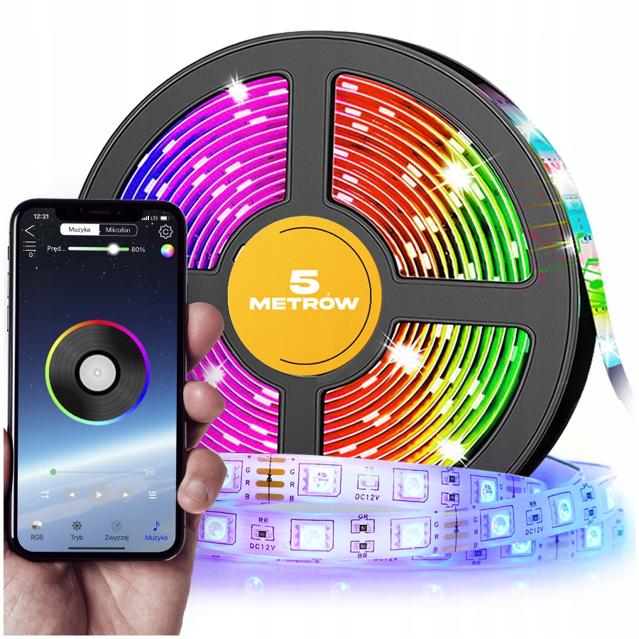 

Taśma Led Rgb Wodoodporna 5m Sterowana Telefonem