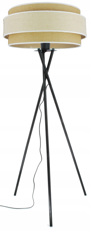 Podlahová lampa Duo Dvojité tienidlo. Boho Jasná a Prírodná Juta. Trojnožka