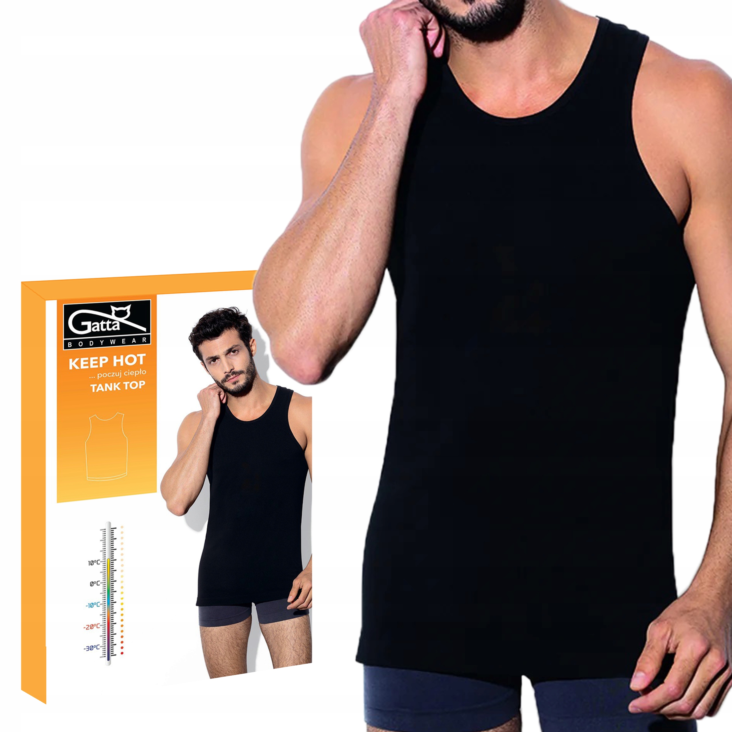 Koszulka męska TANK TOP GATTA KEEP HOT czarny, XXL