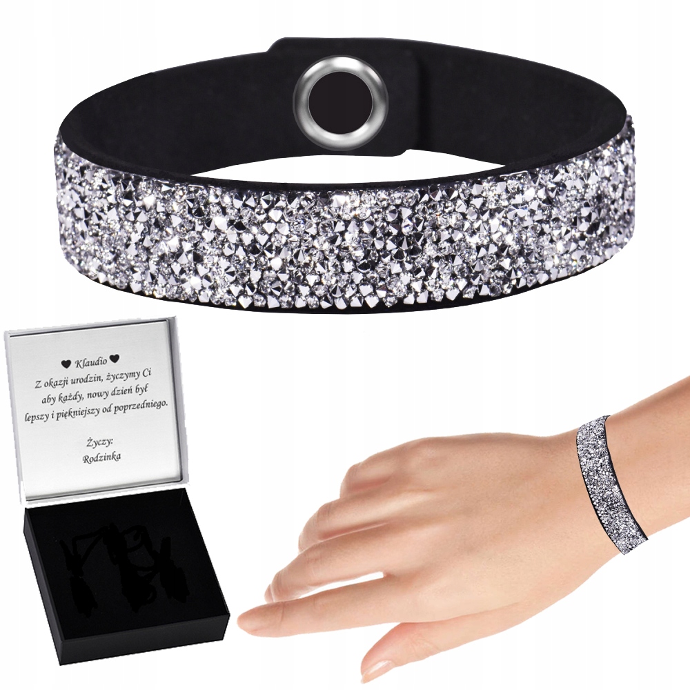 Alcantara náramek na knoflík Krystaly Dárek Šperky k narozeninám