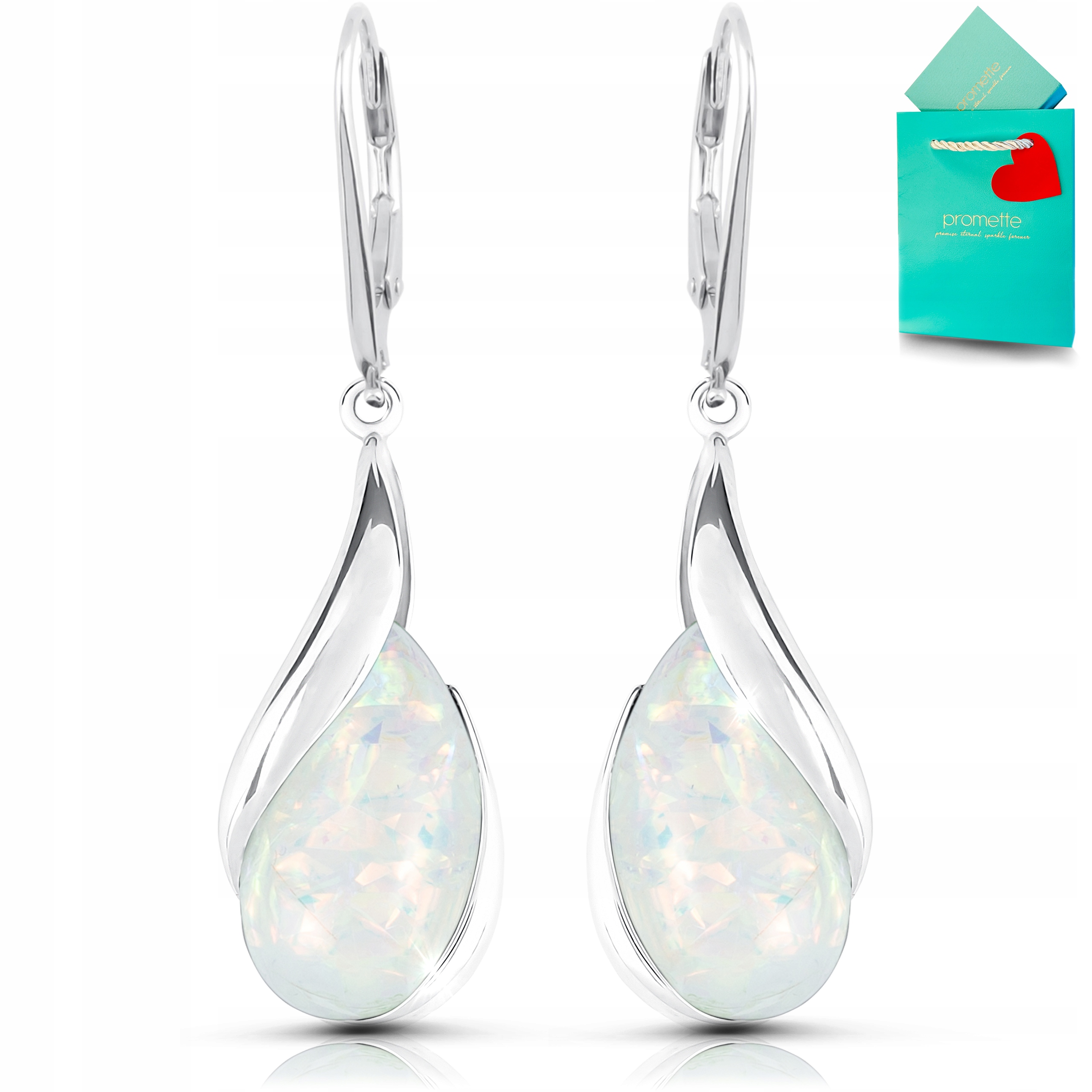 Náušnice s opálem stříbrný opál bílý závěsný opálit elegantní stříbro 925