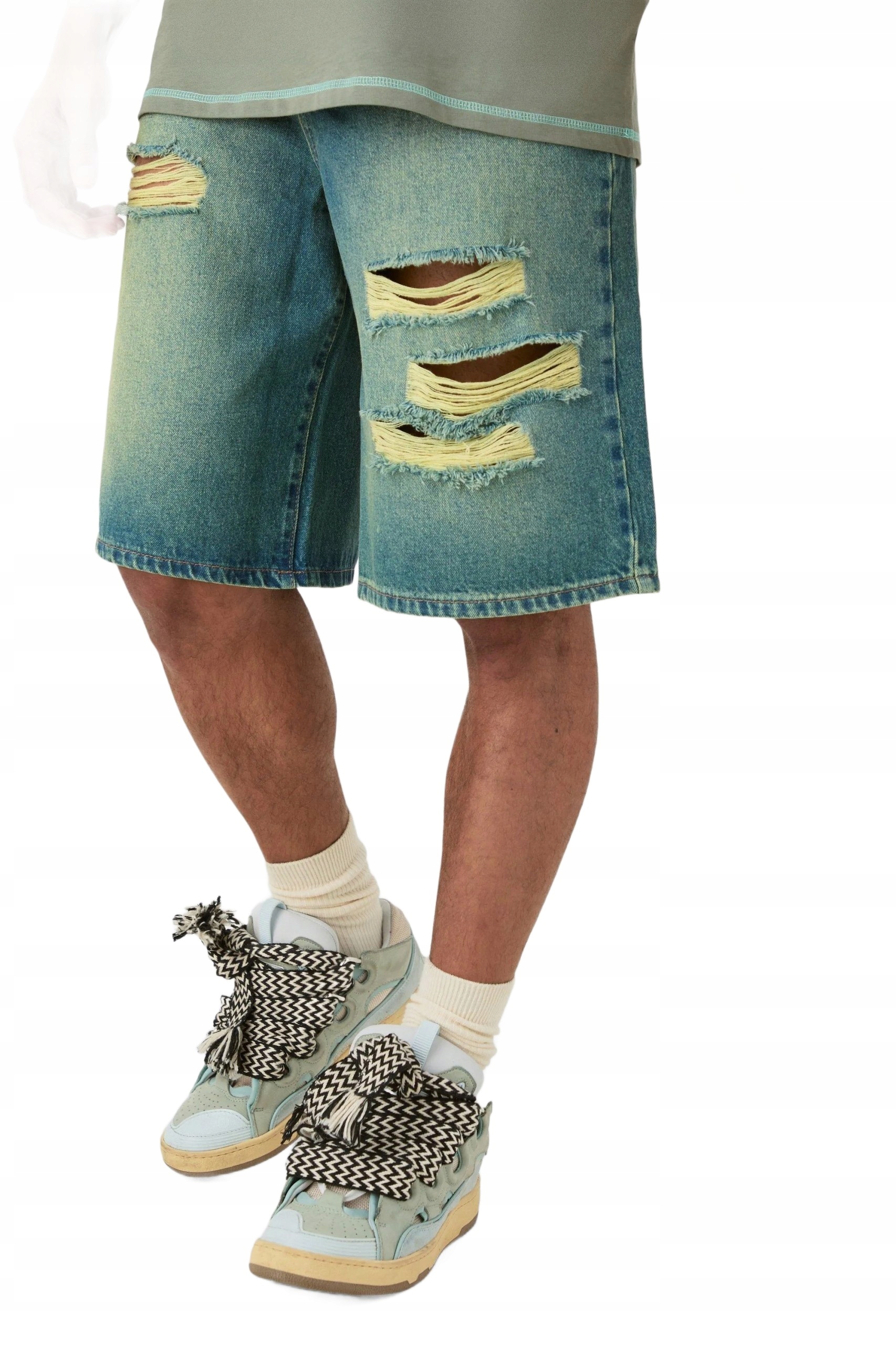 Boohooman Kraťasy S Dírami, Modré, Krátké, 32 Z3A