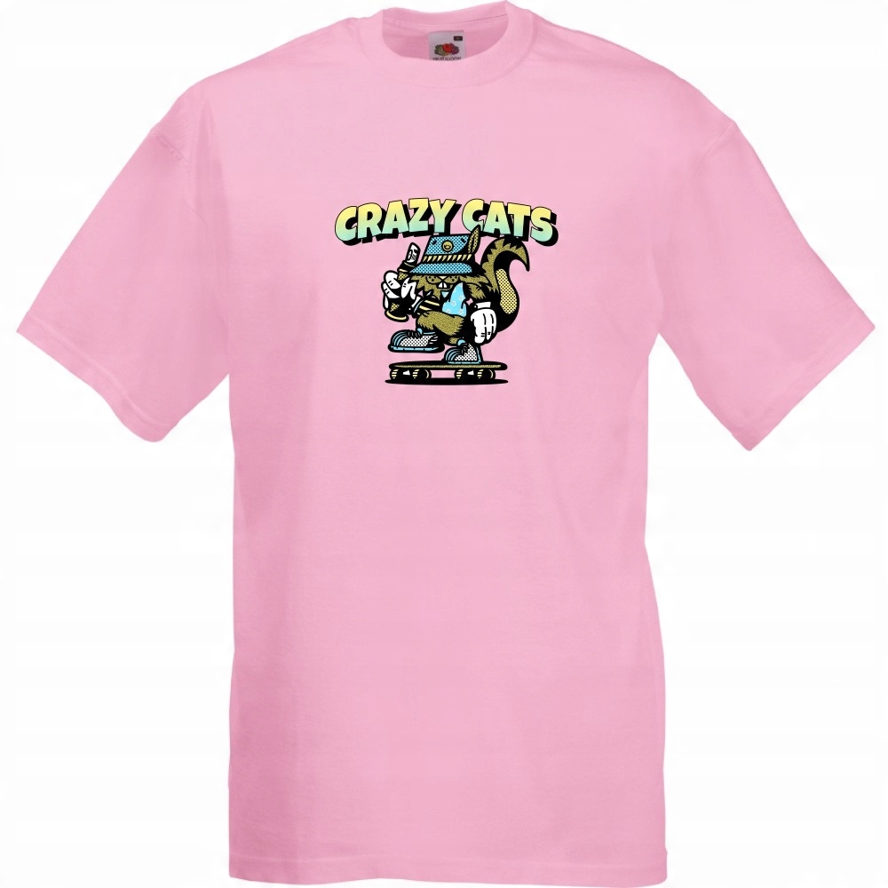 

Koszulka crazy cats szalony kot S różowa