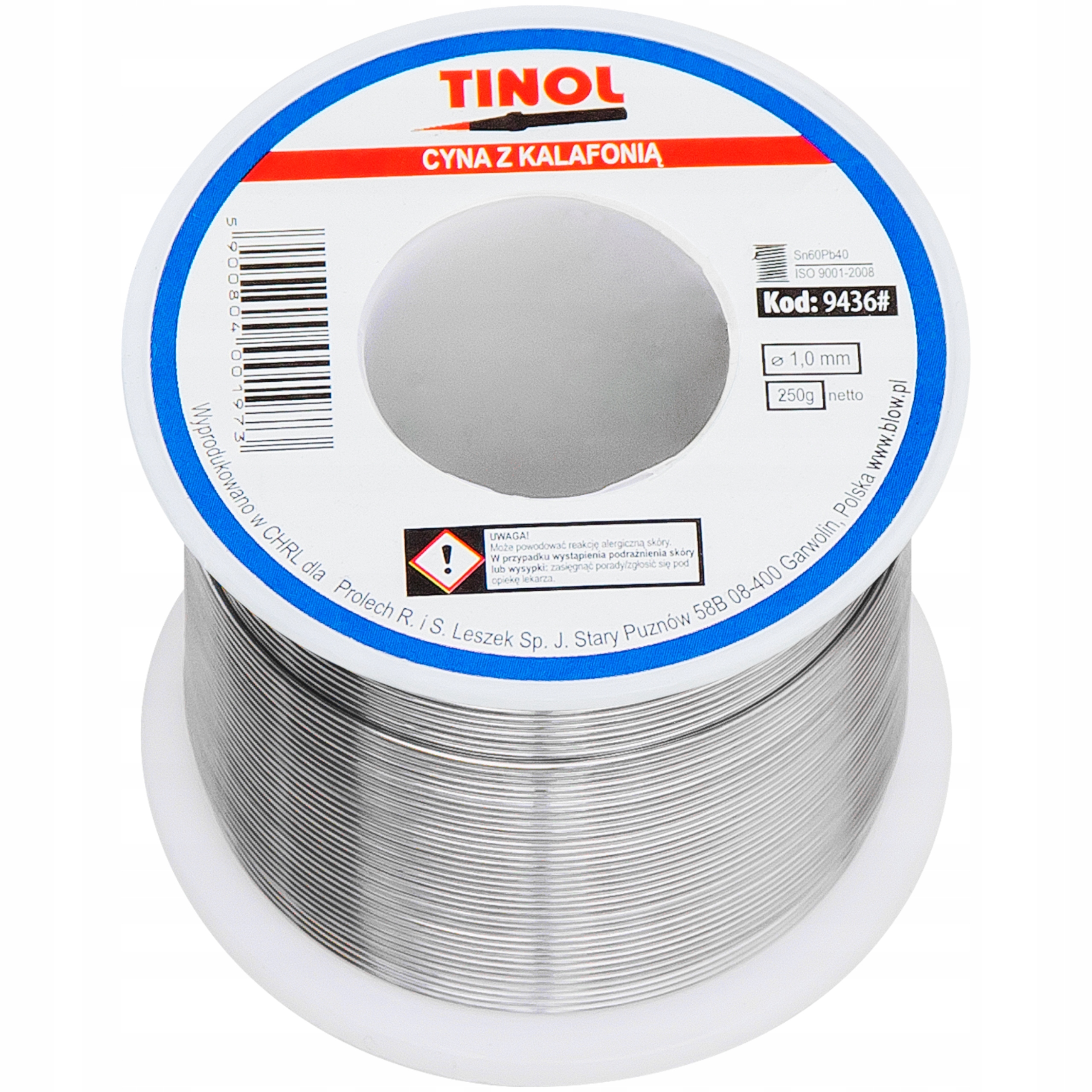 

Cyna spoiwo lutownicze z topnikiem 0,25kg 250g 1mm